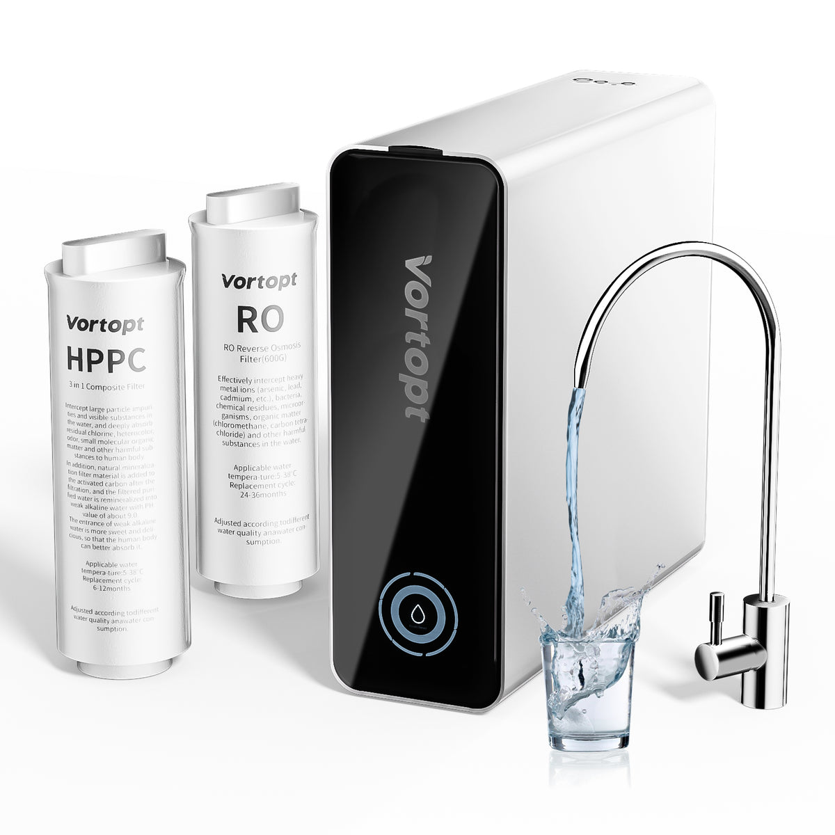 R1 Reverse Osmosis System - Alkaline PH Mineralization RO Water Filtration System, 7-Stage Tankless Under Sink Water Filter, Reduce PFAS TDS, Add Essential Minerals, 600GPD, 2:1 Pure to Drain, Vortopt - Vortopt