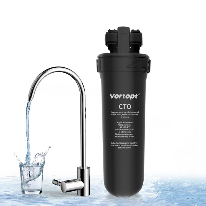 Under Sink Water Filter System - 19K Gallons Reduces Lead, Chlorine, 304 Stainless Steel Faucet, Q8-C1 (2 Filters) - Vortopt