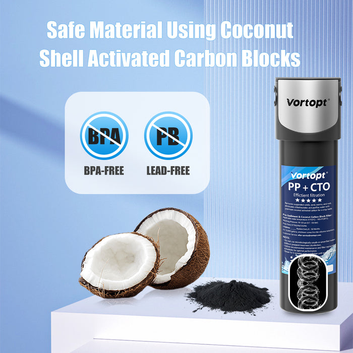 Under Sink Water Filter System,10000 Gallon &14" H Saves Space,Flow Under Counter Water Filter Direct Connect to Kitchen Faucet,Reduces Chlorine,Lead, Bad Taste & Odor (Black-Q1-10000 GAL)