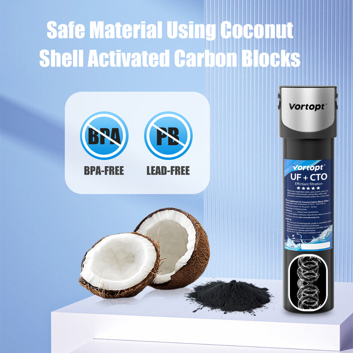 Under Sink Water Filter System,14000 Gallon &16" H saves Space,Flow Under Counter Water Filter Direct Connect to Kitchen Faucet,Reduces Chlorine,Lead, Bad Taste & Odor(Black-Q5-UF-M-14000 GAL)