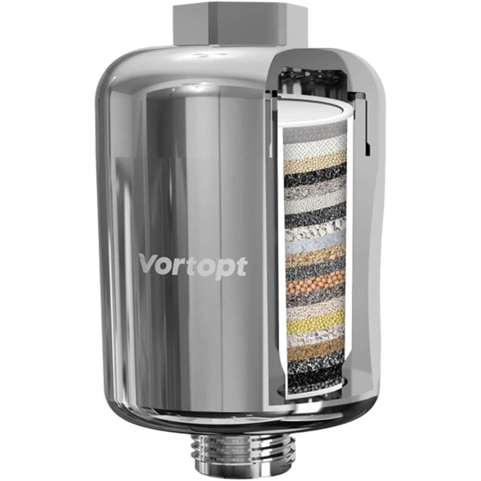 Vortopt 20 Stage Hard Water Shower Head Filter,High Efficiency Revitalizing Shower Filter,Reduces Heavy Metal Chlorine, Dry and Itchy Skin, Chrome, DB-1 - Vortopt