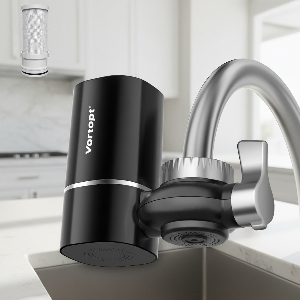 T1 Faucet Water Purifier, 400 Gallon Sink Mounting System, NSF Certified, Reduces Chlorine & Odor, Black