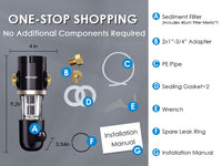 Q60 Sediment Filter for Well Water, Whole House Water Filter for Well Water, 40μm Reusable & Flushable Prefilter, Vortopt - Vortopt