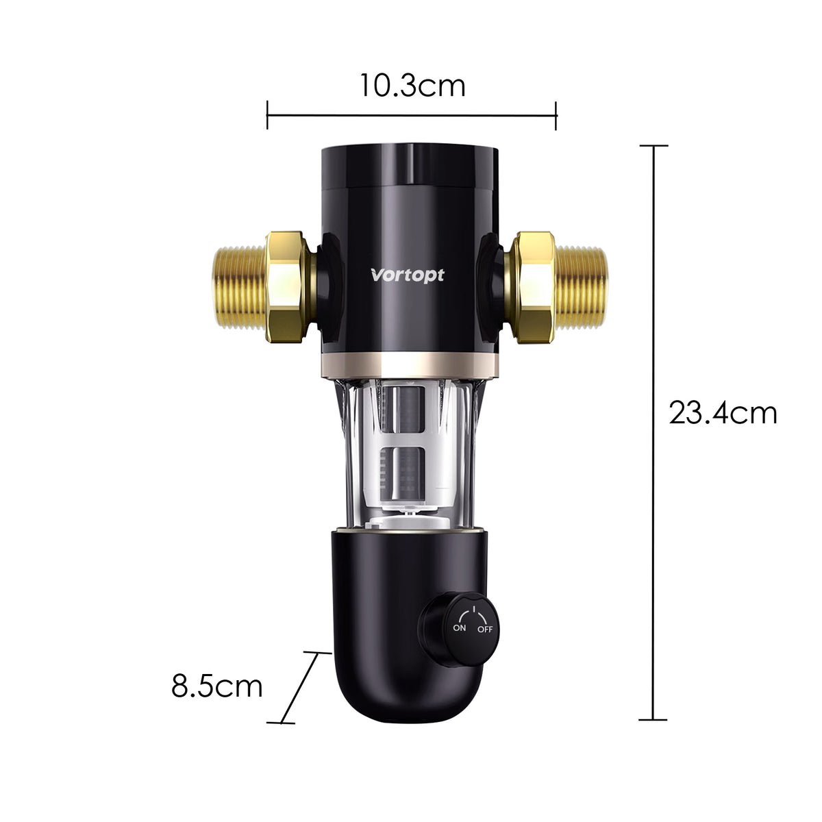 Q60 Sediment Filter for Well Water, Whole House Water Filter for Well Water, 40μm Reusable & Flushable Prefilter, Vortopt - Vortopt
