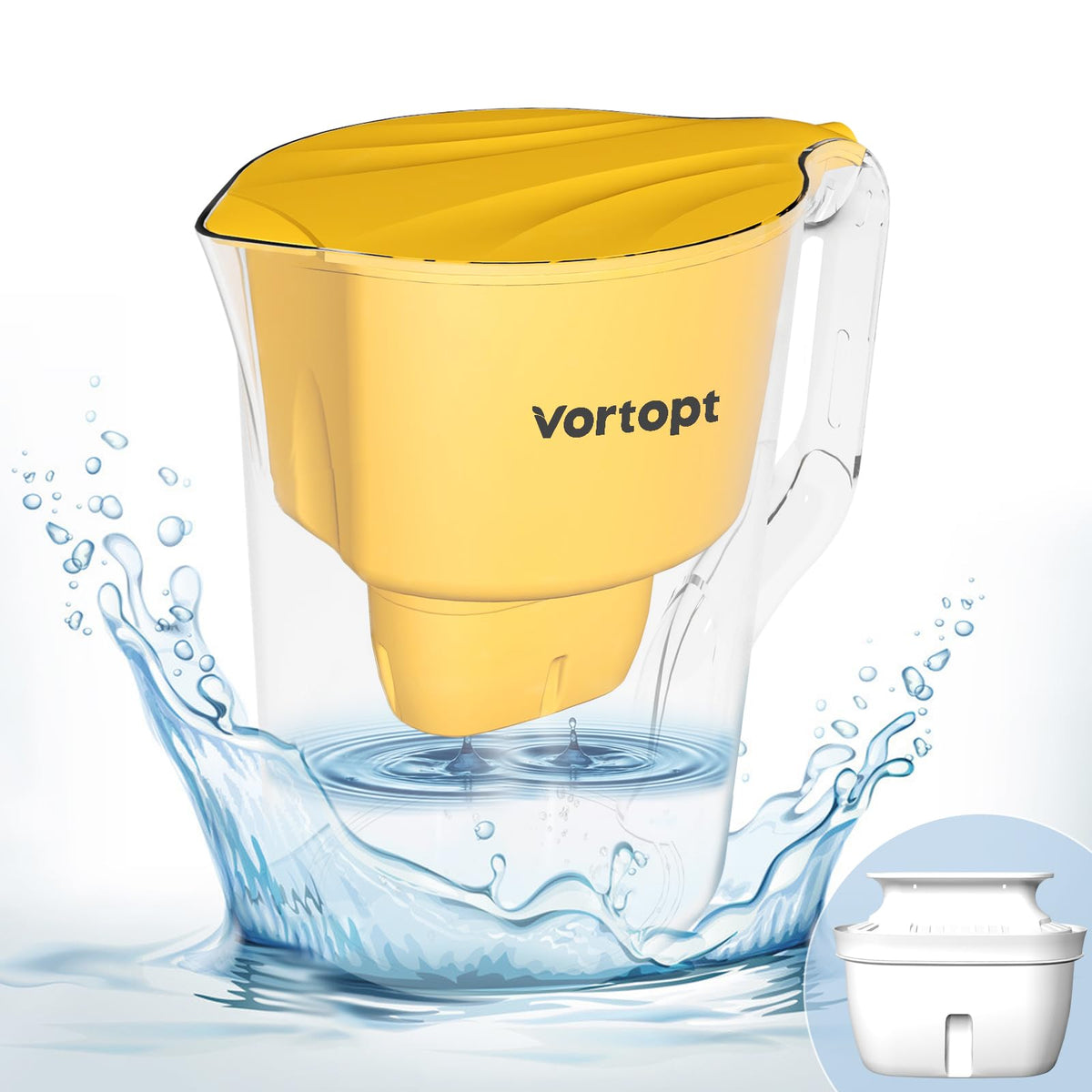 L1 Water Filter Pitcher with 1 Filter-Yellow, Vortopt - Vortopt