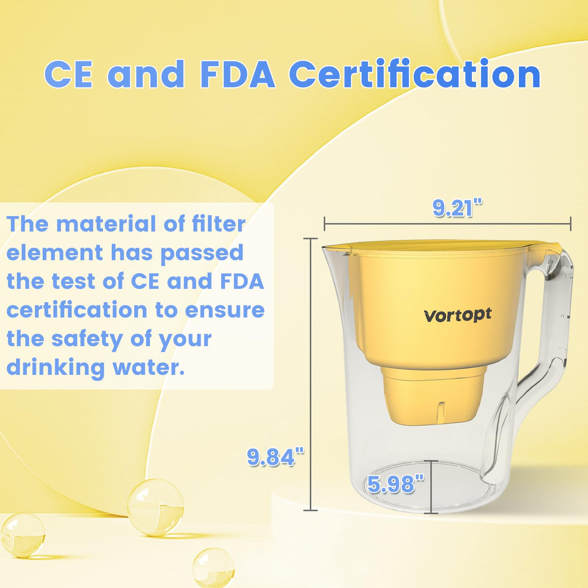 L1 Water Filter Pitcher with 1 Filter-Yellow, Vortopt - Vortopt