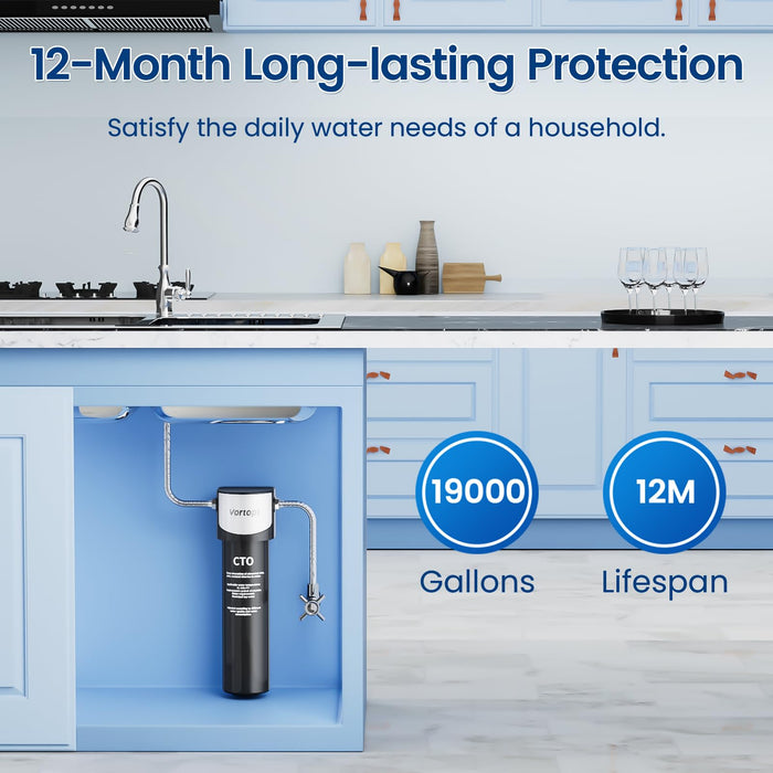 Q6-C2 Under Sink Water Filter System - Water Filter Under Sink with 304 Stainless Steel Faucet, Vortopt - Vortopt