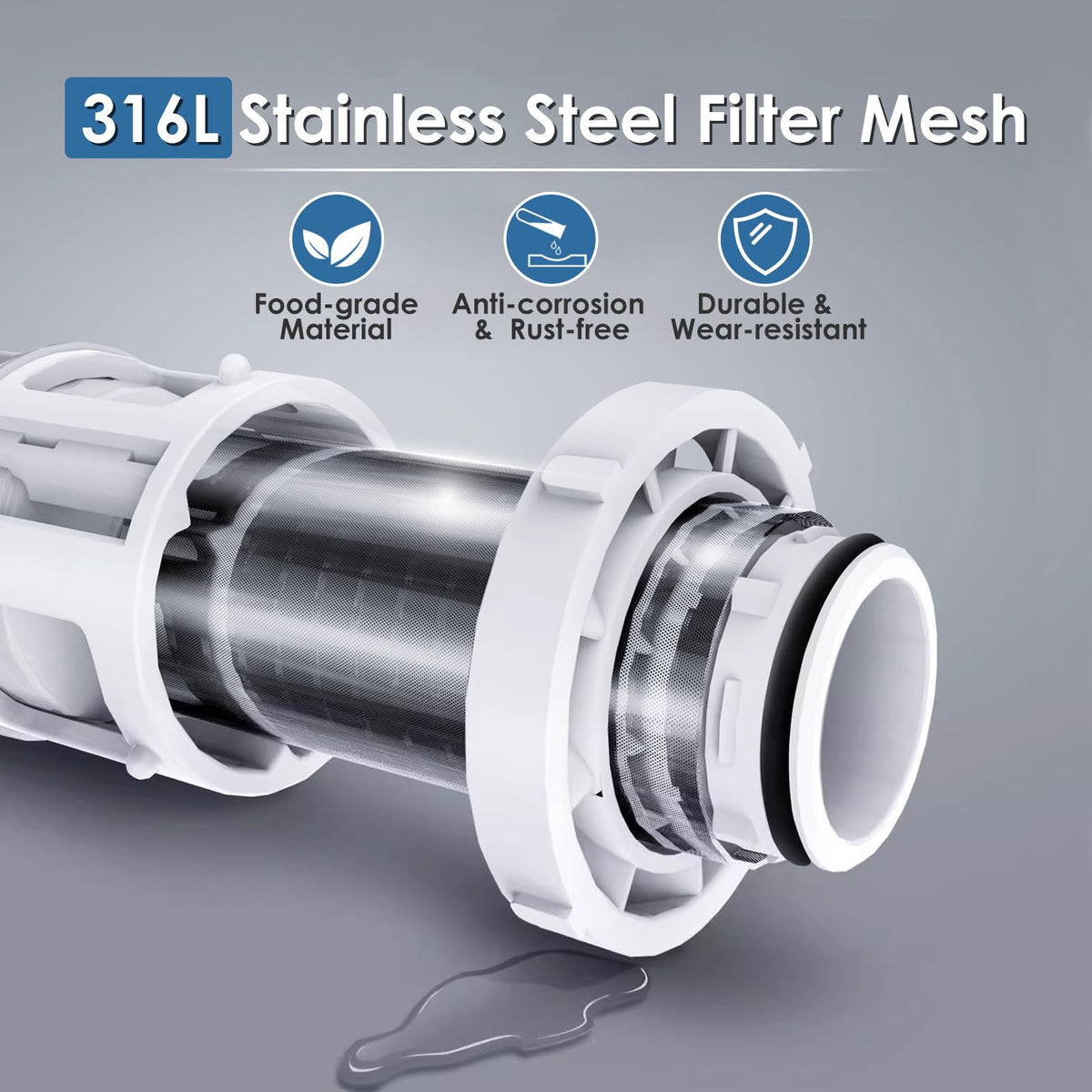 Q60 Sediment Filter for Well Water, Whole House Water Filter for Well Water, 40μm Reusable & Flushable Prefilter, Vortopt - Vortopt