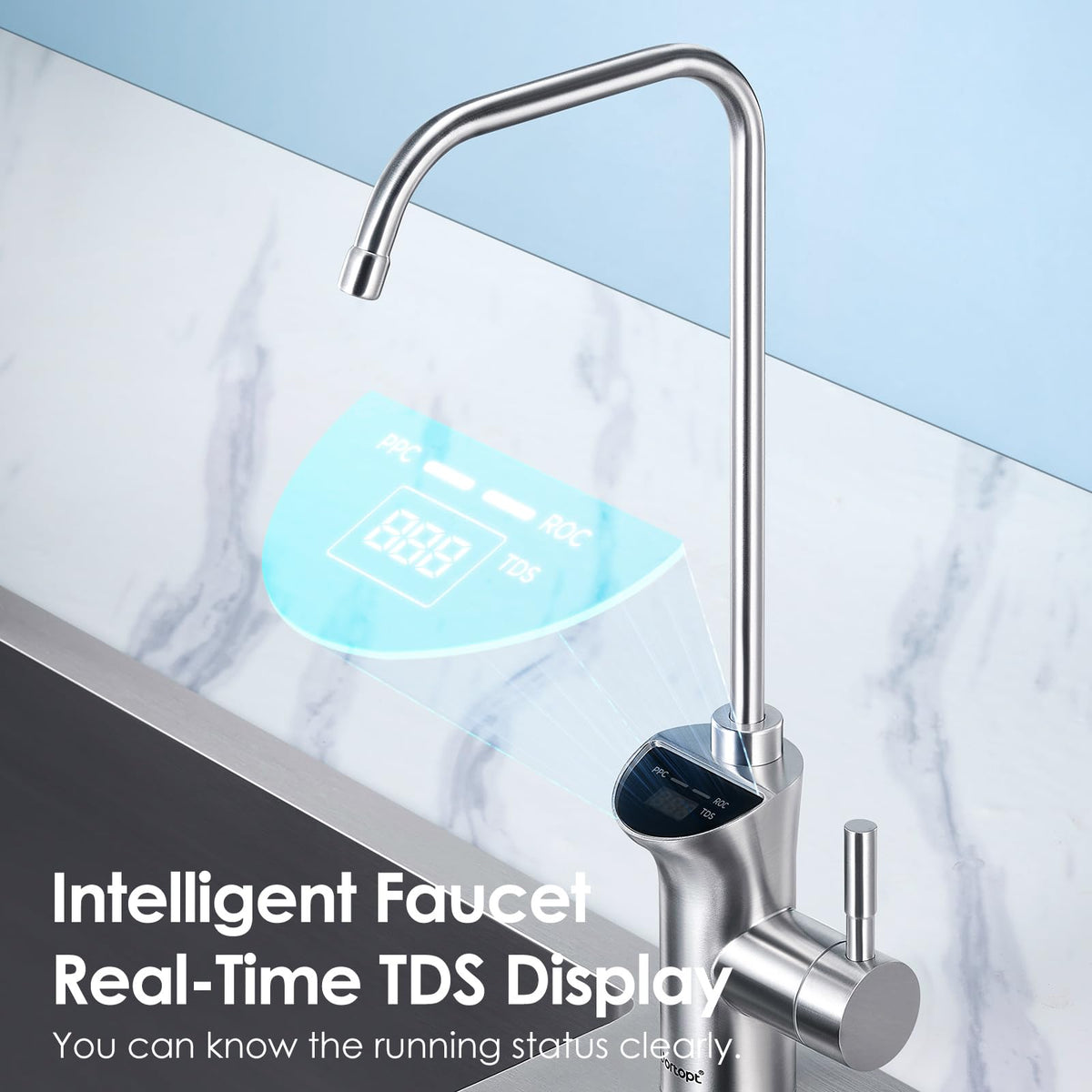 DR5 1000 GPD Reverse Osmosis Alkaline/Remineralization Water Filtration System, Tankless Under Sink RO Water Filter with Smart Display Faucet, 3:1 Pure to Drain, Reduces TDS, High Flow,Vortopt - Vortopt