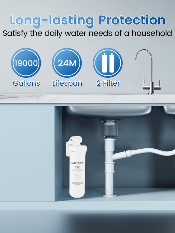 Q9-C1, 19000 Gallons Under Sink Water Filtration System Reduces Lead, Chlorine, Bad Taste & Odor,Vortopt - Vortopt