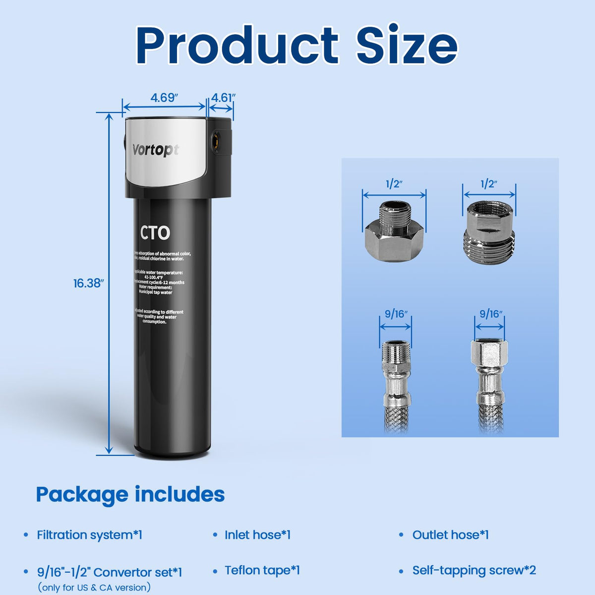 Q6-C2 Under Sink Water Filter System - Water Filter Under Sink with 304 Stainless Steel Faucet, Vortopt - Vortopt