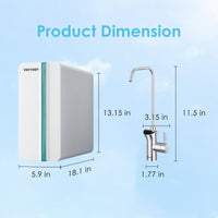 DR5 1000 GPD Reverse Osmosis Alkaline/Remineralization Water Filtration System, Tankless Under Sink RO Water Filter with Smart Display Faucet, 3:1 Pure to Drain, Reduces TDS, High Flow,Vortopt - Vortopt