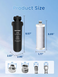 Under Sink Water Filter System - 19K Gallons Reduces Lead, Chlorine, 304 Stainless Steel Faucet, Q8-C1 (2 Filters) - Vortopt